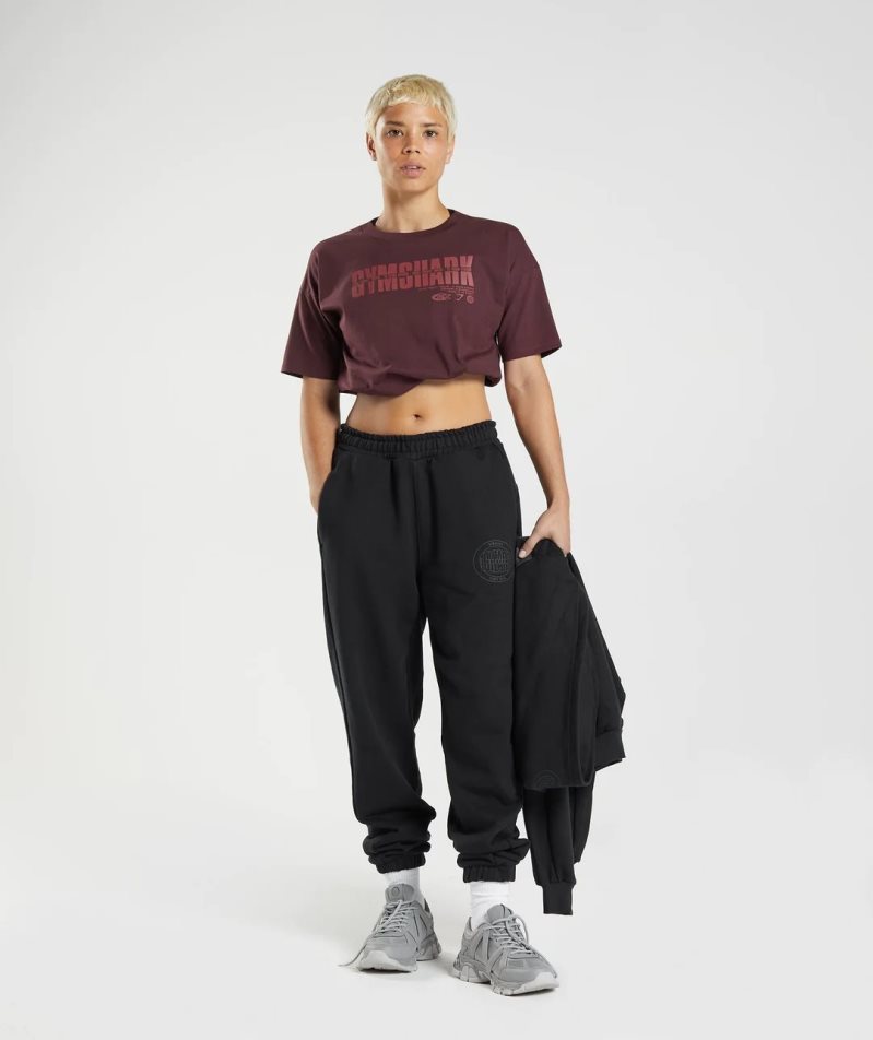 Women's Gymshark GS10 Year Midi Cropped Tops Burgundy | NZ 9CATYE